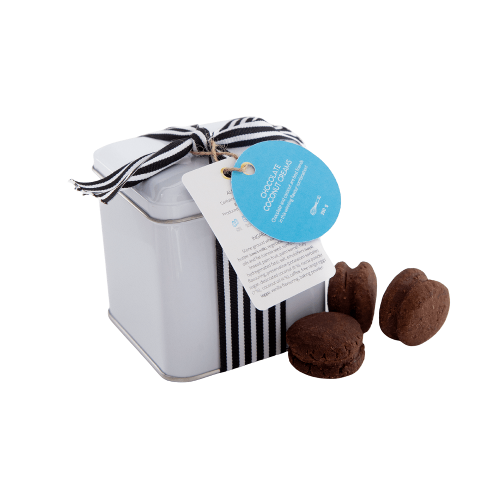 Decadent Choc Coconut Creams Gift Tin with Ribbon