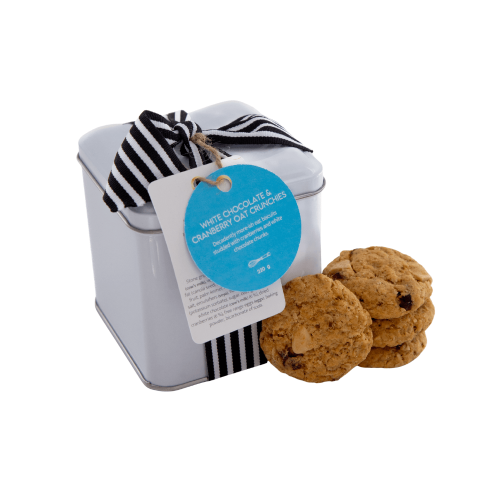 White Chocolate and Cranberry Gift Tin with Ribbon