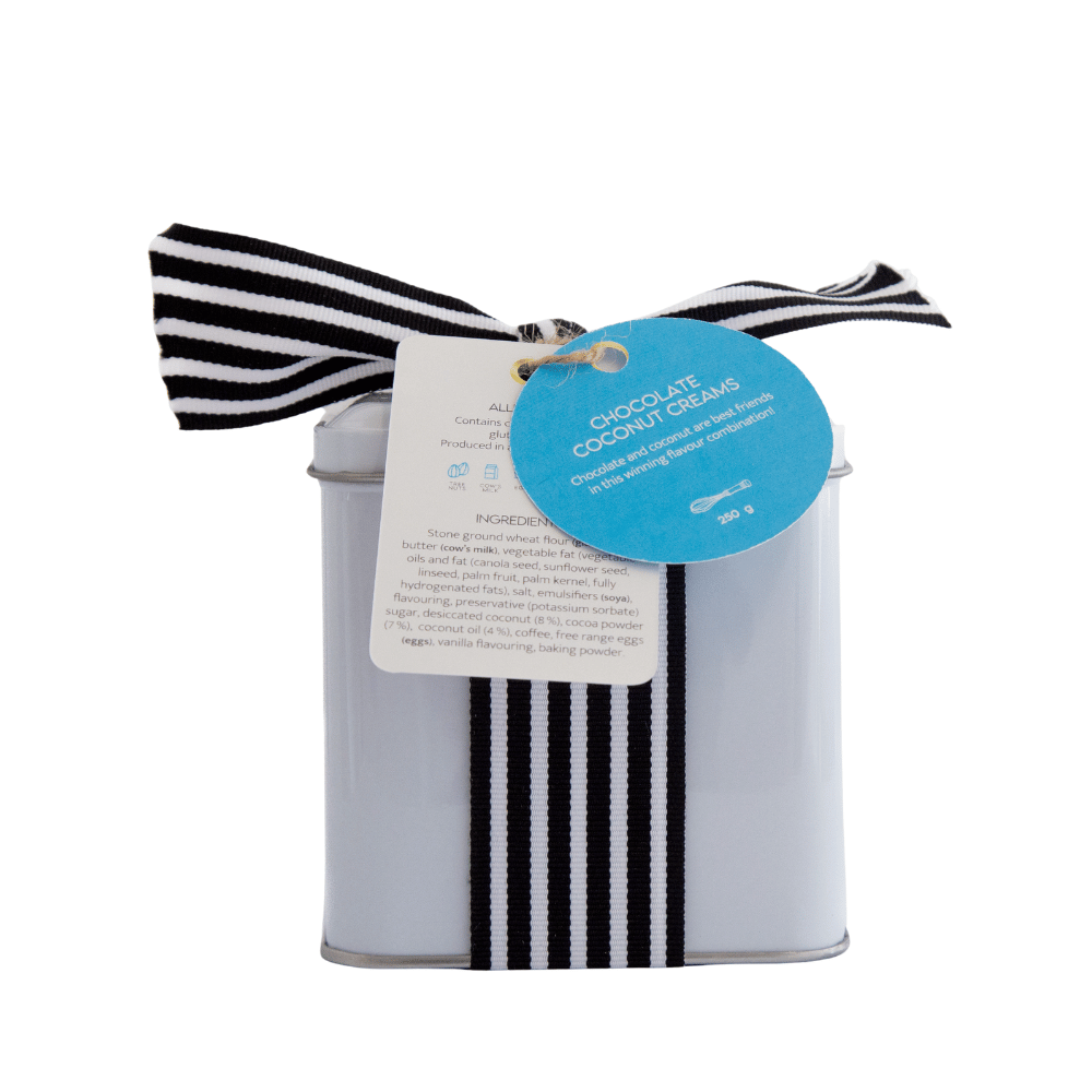 Decadent Choc Coconut Creams Gift Tin with Ribbon