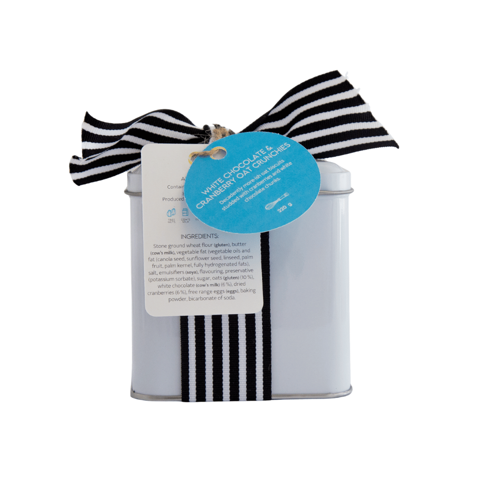 White Chocolate and Cranberry Gift Tin with Ribbon